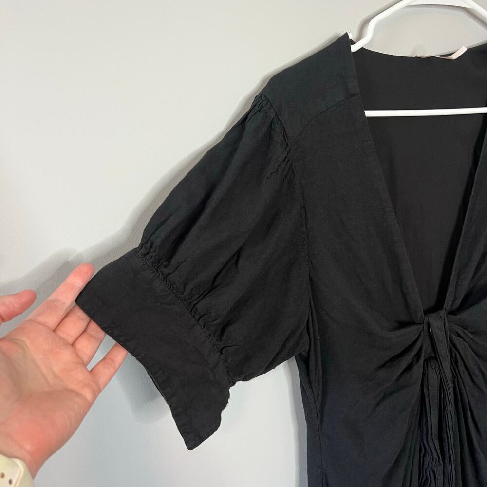 Free People Vintage Summer Midi Black Dress with Buttons Size Large - Picture 8 of 15